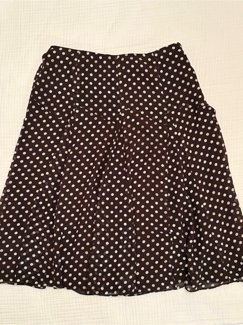 Nine & Co Brown w/Tan and White Polka Dot Knee Length A-Line Skirt Sz 8
